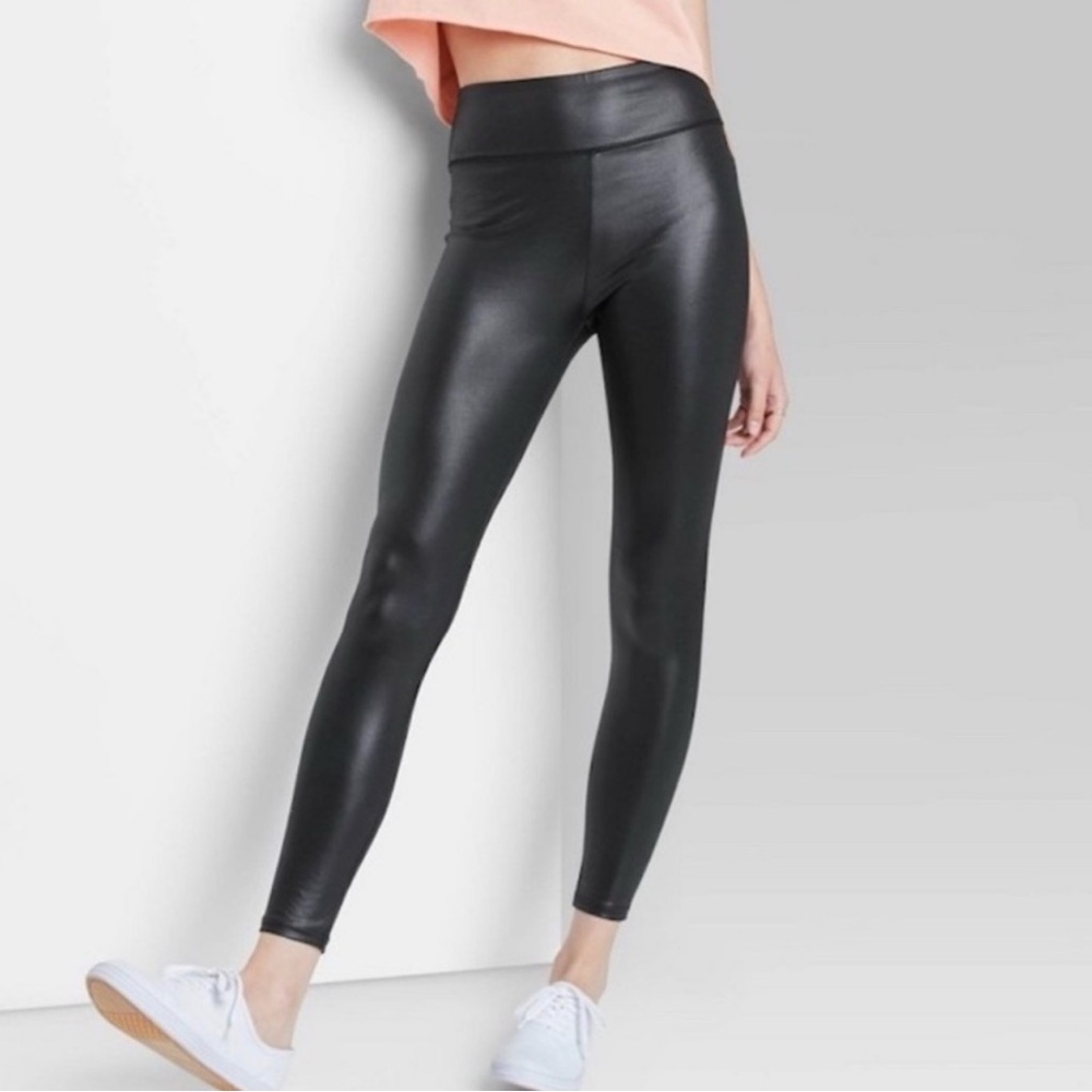 NWT High-Rise Black Faux Leather Leggings